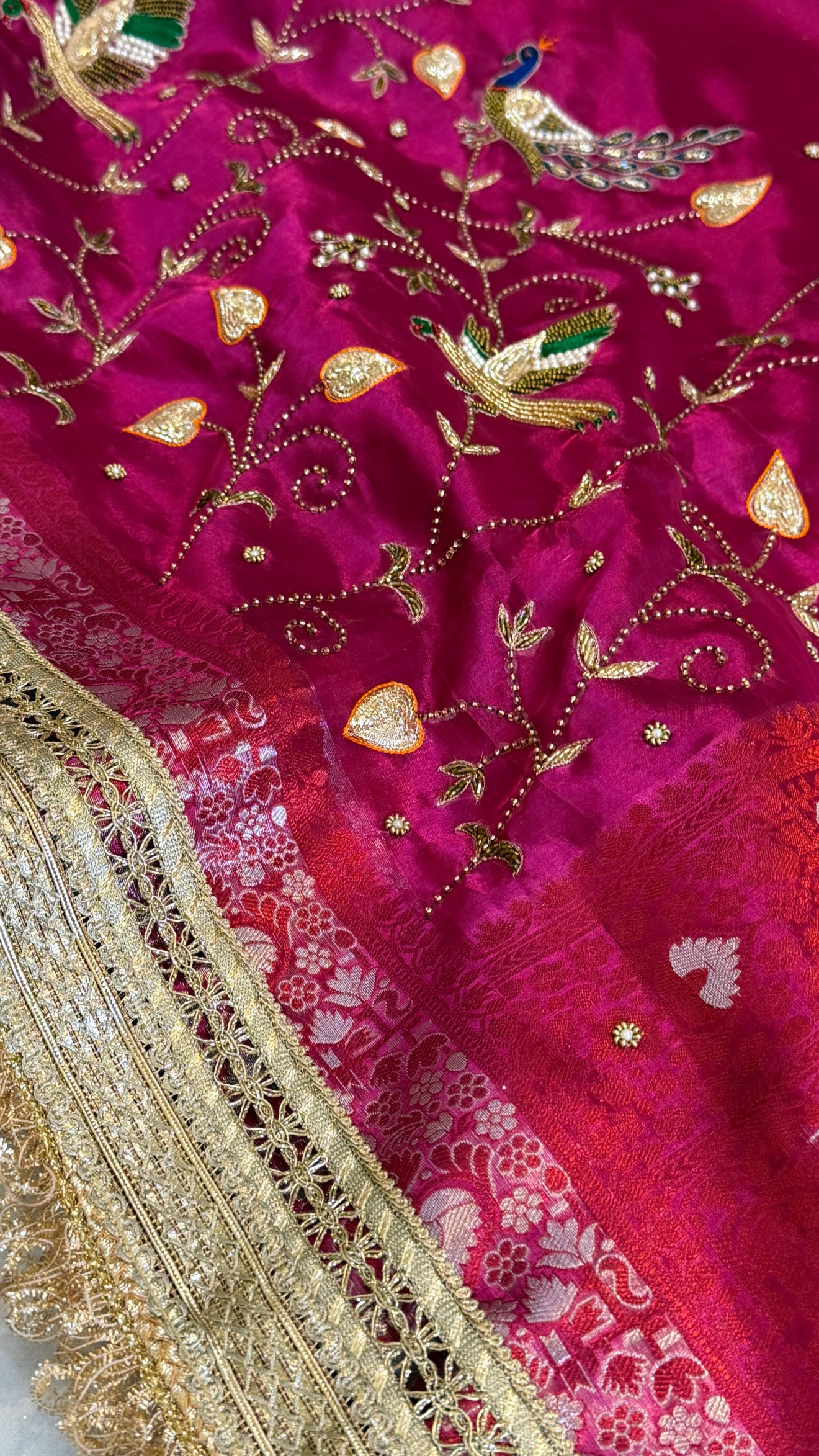 Hathi , ghoda aur palki wali saree - Husn tissue silk hand embroidered saree